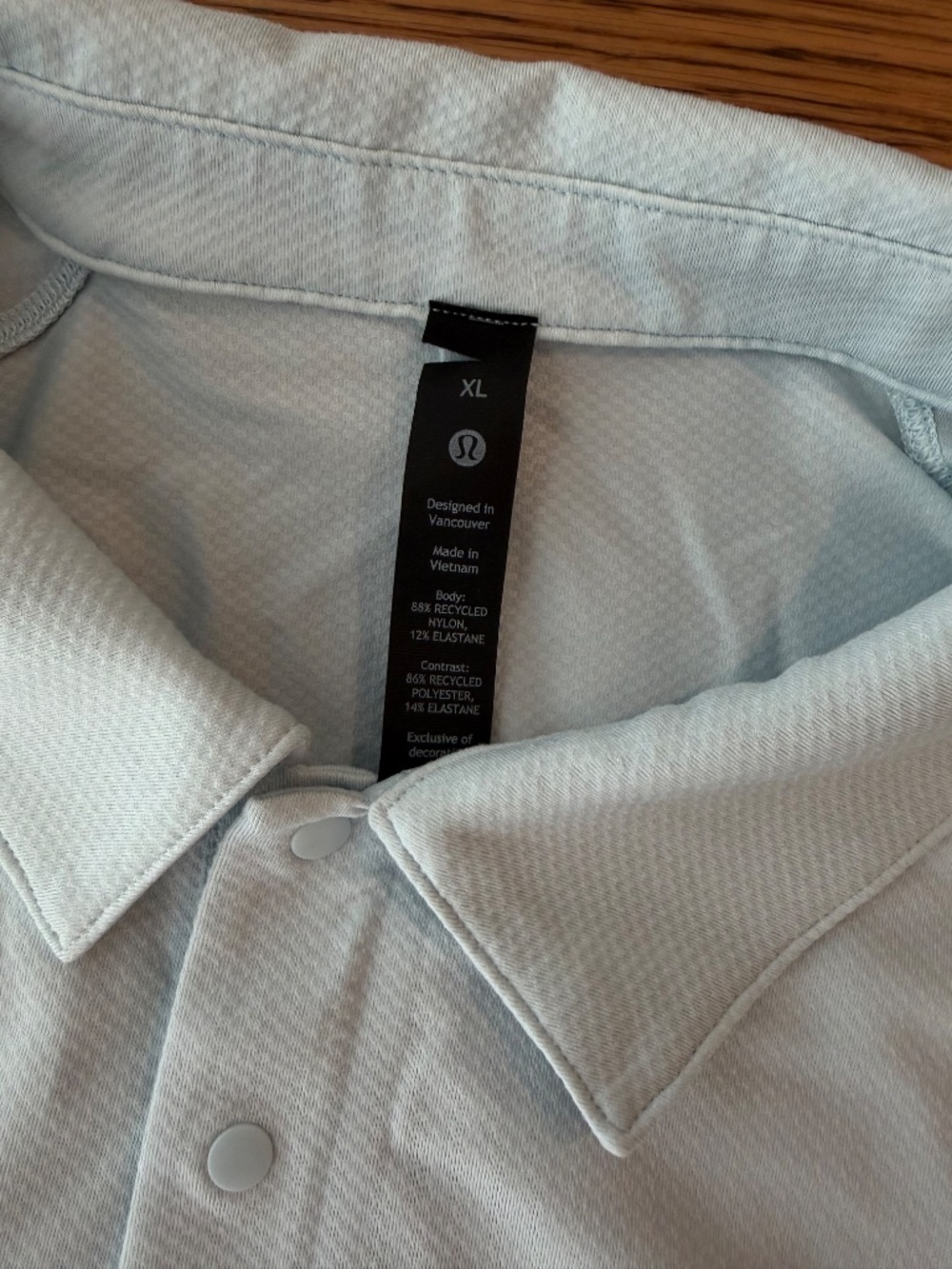 Lululemon Snap-Front Performance Polo Shirt Mens XL - Teal Blue - Picture 3 of 4